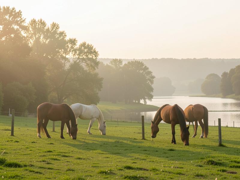 Cavalos soltos em piquete cercado